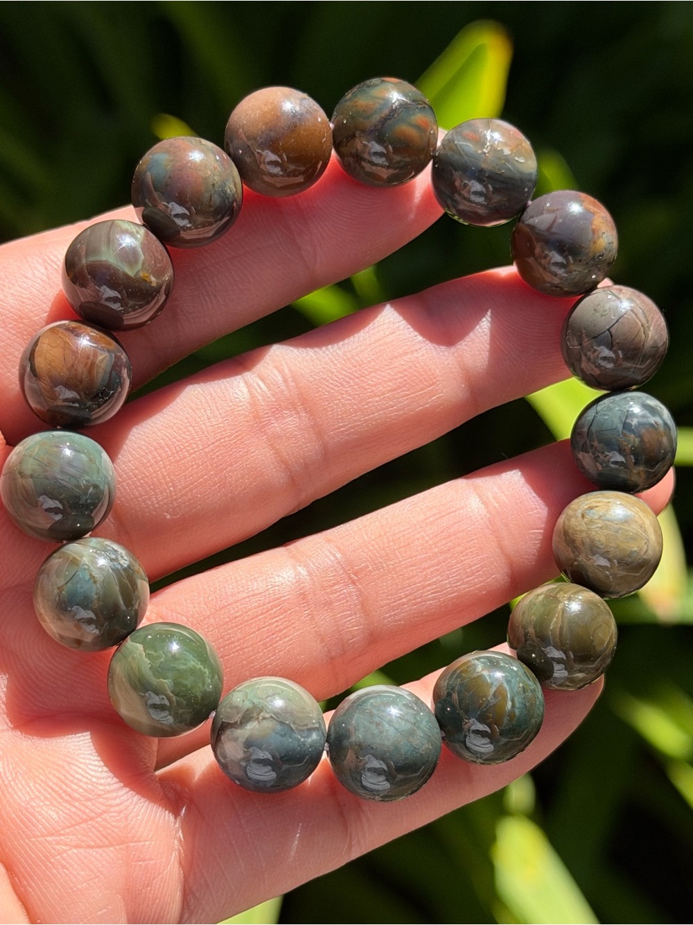 Natural Multicolor Ocean Jasper Beaded Stretch Bracelet  Palo